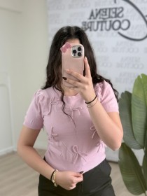 بلوزة صوف نص كم